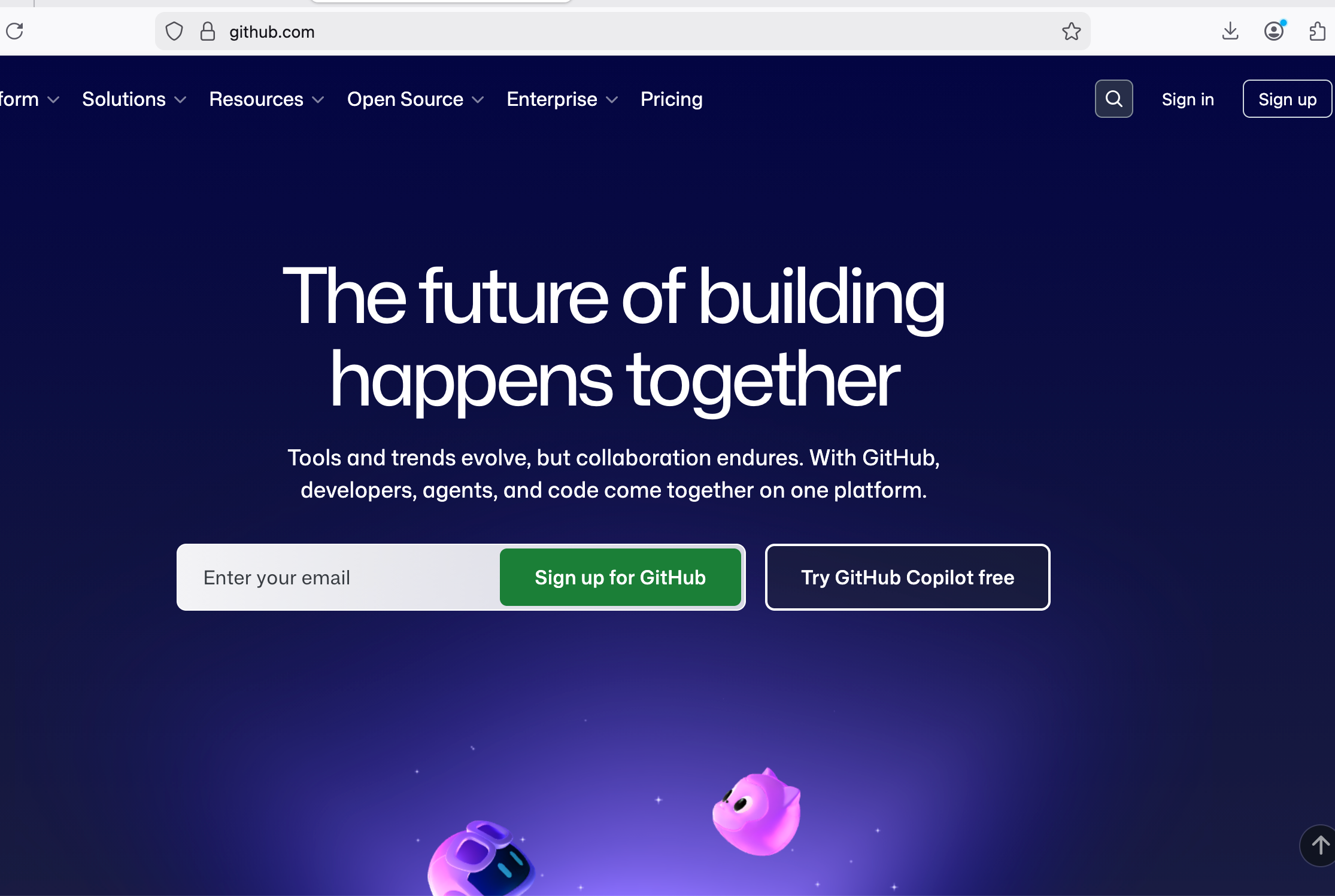 GitHub homepage