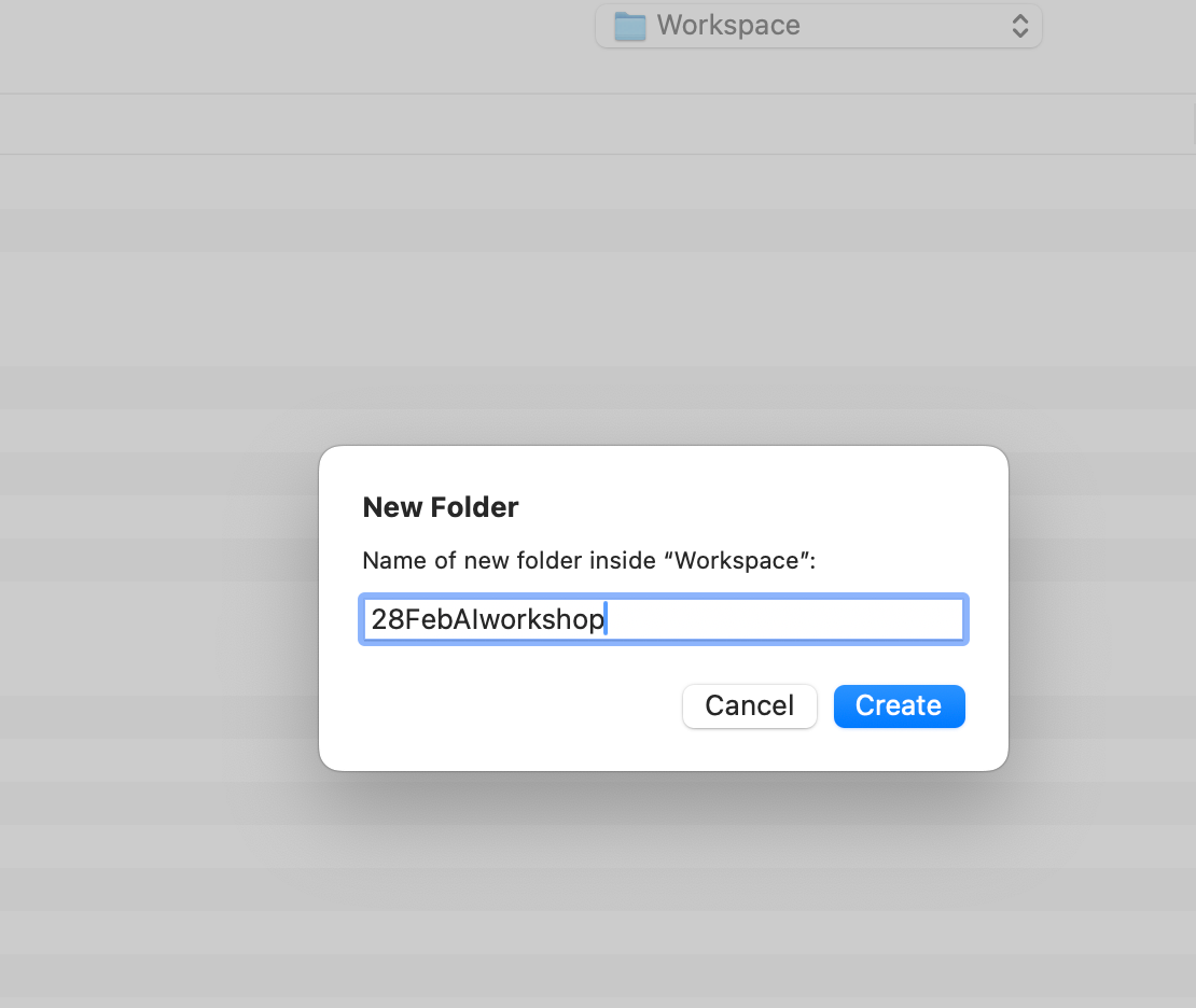 Creating 28FebAIworkshop folder